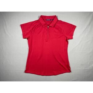 Cutter & Buck Women's M Red Forge Stretch Zip Polo Golf Shirt Short Sleeve